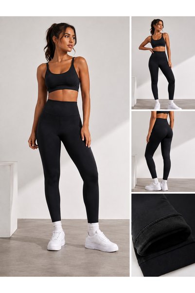 Green Hill Women's Black Fleece Lined/Thickened Leggings High Waist Stretchy Thick Winter Sport Leggings