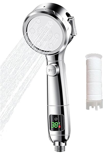 DHB tech 3 in 1 Smart LED Hard Water Filter Shower Head Display - High Pressu...