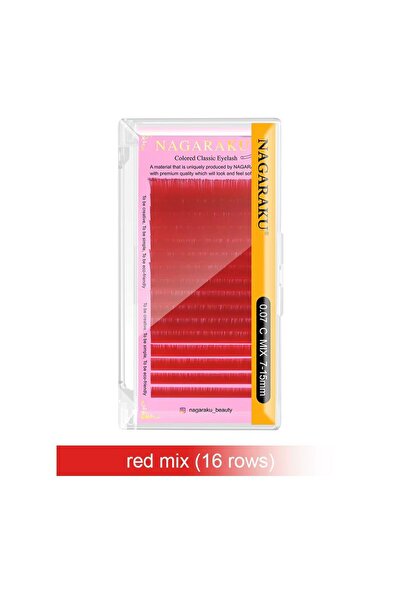 NAGARAKU Цветни удължители за мигли Червен микс C-007-Mix