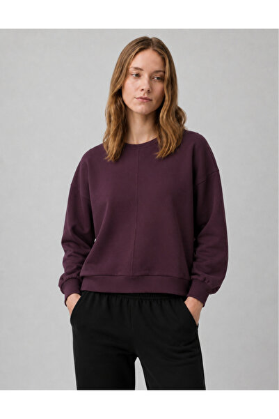 OrganicKid Dusty Rose Kadın Bordo Dikişli Sweatshirt