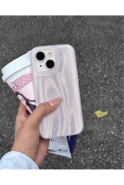 MUSSTECH IPhone 13-14-15 Işıltılı Yıldız Desenli Lila Renkli Pembe Yansımalı ...