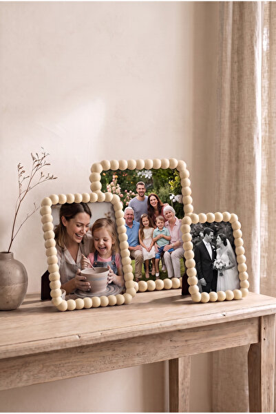 BKShape Perla (13x18 cm) Tek Parça Fotoğraf Çerçevesi Boncuklu Kenar Mat Yüze...