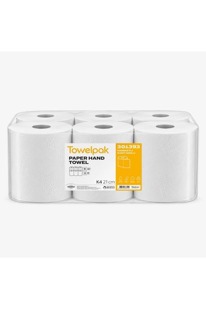 Rulopak Towelpak 21 cm Hareketli Havlu K-4 2 Katlı Endüstriyel Kağıt Havlu 6 ...