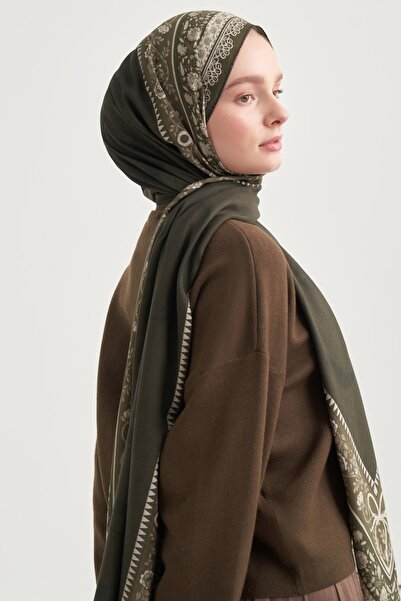 carell Seraye Pattern Norena Wool Shawl Khaki