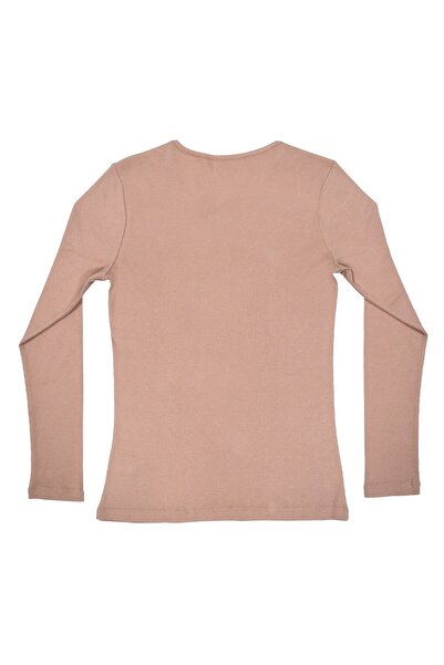 OrganicKid Dusty Rose Kadın Gül Kurusu Bisiklet Yaka Dikişli T-shirt