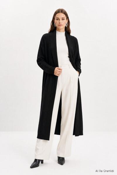 Rays Cardigan lung cu guler șal 1515 Negru