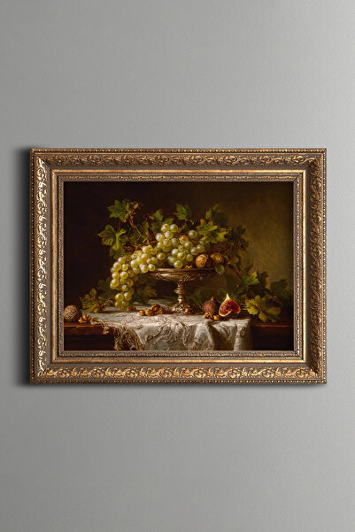 epiqart Grapes and Figues in a Silver Bowl - Vintage Patterned Plate - Thick ...