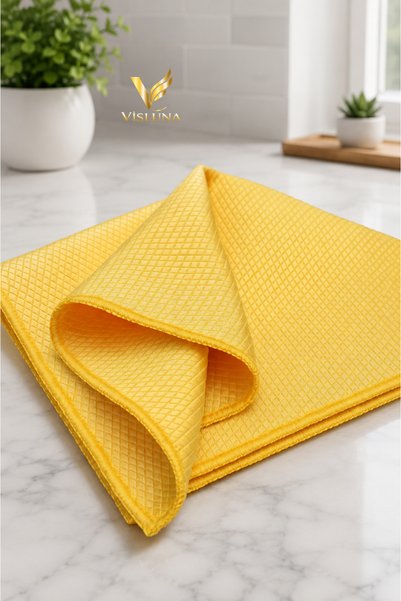 VİSLUNA Cam Temizlik Seti 5 Parça – 3 Adet 40x40 Mikrofiber Baklava Desenli Cam Bezi + 2 İnce Temizlik Fırçası