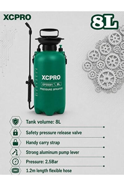 XCPRO Pressure Sprayer, Garden Sprayer, Spray Bottle - 8L 2.5BAR Safety Valve...