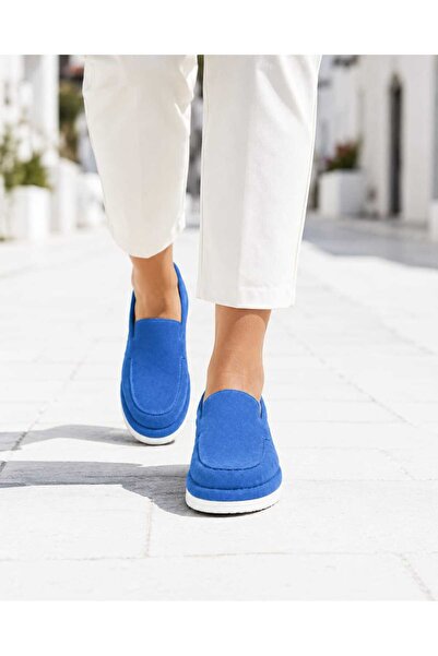 Oneka Shoes Kadın Günlük Loafer Açık Mavi süet 010926KLMS1506