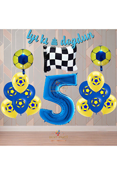 BEST PARTİ Best Yellow-Navy Blue Football Fan-Themed Birthday Party Set Age-5