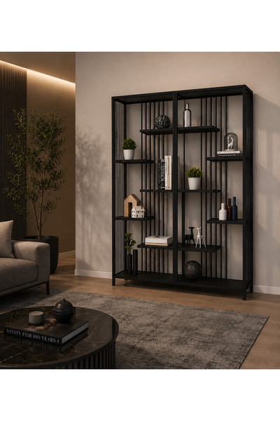 EVDERA MOBİLYA SİYAH METAL KİTAPLIK