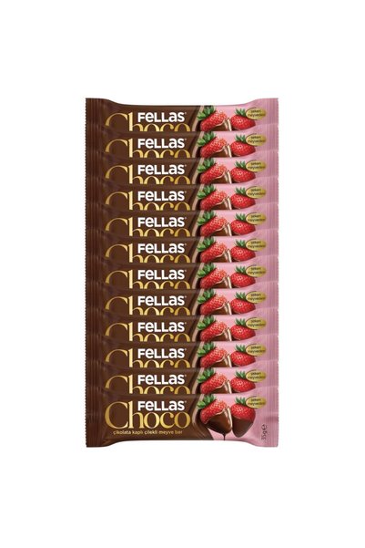 Fellas Çikolata Kaplı Meyve Bar Çilek 35gr x12