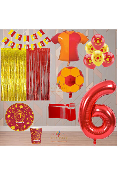 BEST PARTİ Best 6 Year Old Yellow Red Themed Fan Luxury Birthday Party Set