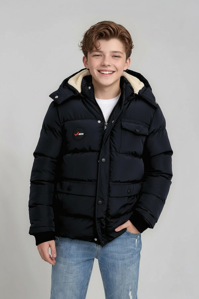 Ricalena Boys' Winter Thick Dense Fiber Filled Hooded Comfortable Stylish Boys' Winter Coat for Ages 4-15