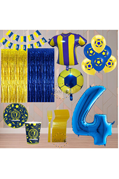 BAL10 DÜNYASI Bal10 4 Year Old Yellow Navy Blue Themed Fan Luxury Birthday Pa...