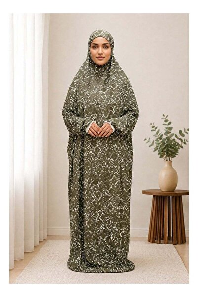 Generic Women’s Full-Coverage Islamic Prayer Dress with Attached Hijab & Lace...