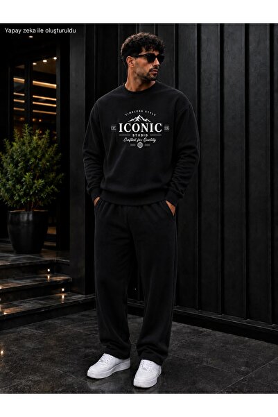 caddekombin Men's Iconic Studio Mountain Printed Crew Neck Regular Fit Men's ...