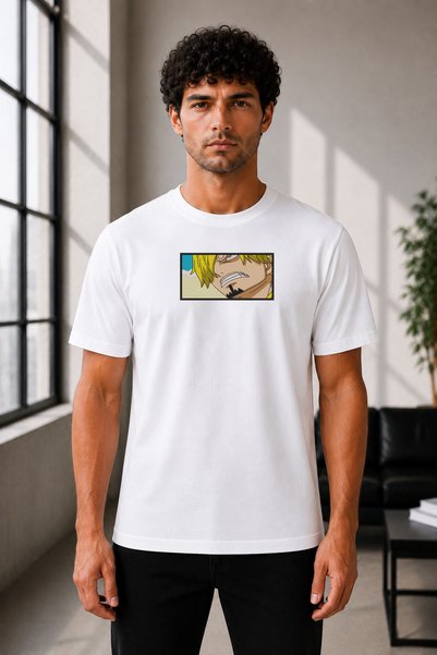 FAUNION Unisex Oversize One Piece Vinsmoke Sanji Embroidered Anime T-Shirt 10...