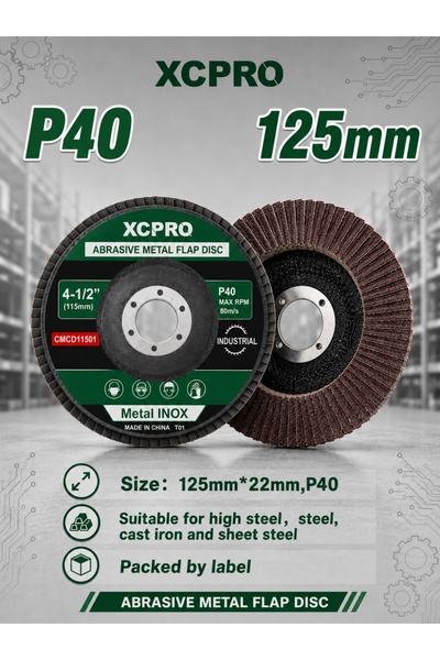 XCPRO قرص تجليخ، قرص صنفرة، قرص كشط - 125 مم × 22 مم بدرجة حبيبات P40، عجلة ج...