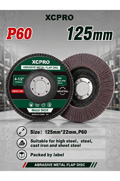 XCPRO قرص تجليخ، قرص صنفرة، قرص كشط - 125 مم × 22 مم بدرجة خشونة P60، عجلة جل...