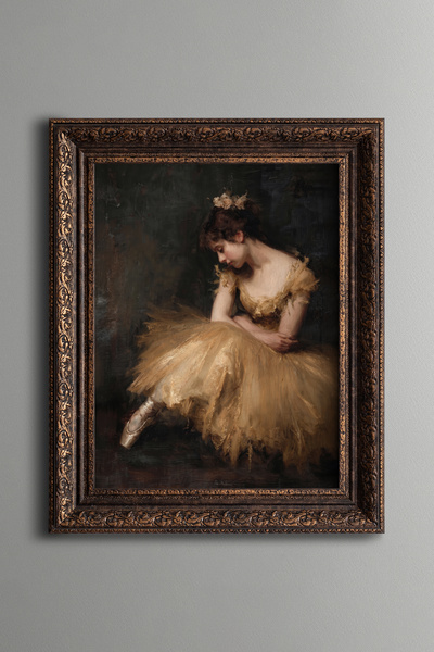 epiqart Restful Ballerina - Vintage Patterned Painting - Thick Model