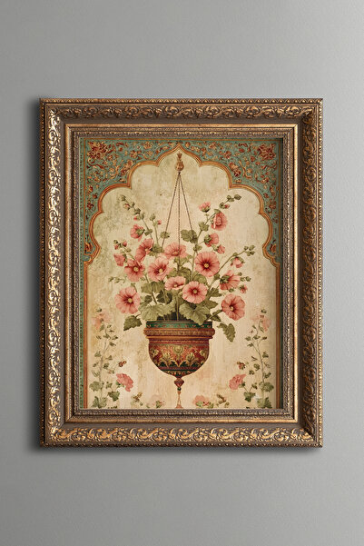 epiqart Marshmallow Flowers in a Decorated Vase - Vintage Patterned Painting ...