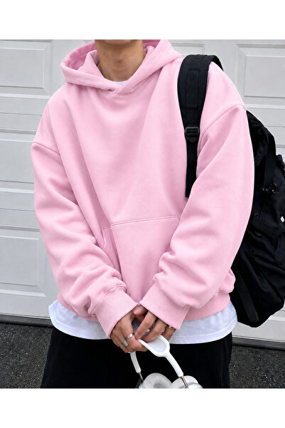 belissia Unisex Erkek/Kadın Renkli Pamuklu Oversize KAPUŞONLU Sweatshirt