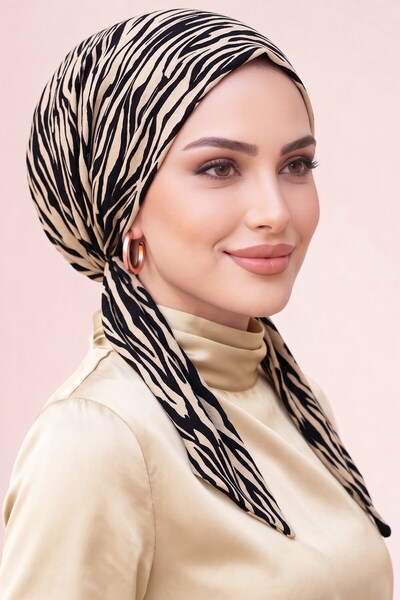 hadiora وشاح عملي جاهز للارتداء بنمط حمار وحشي