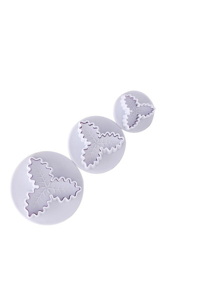 Generic Brand Set 3 forme pentru prajituri cu model frunza de vas, plastic, g...
