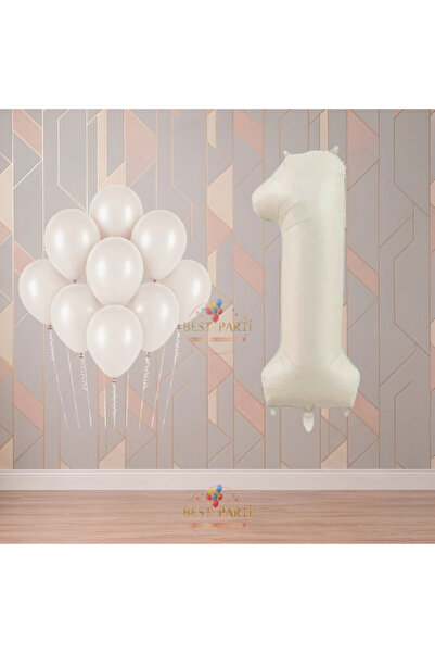 BEST PARTİ Best 1 Year Old Cream Beige Themed Birthday Party Set