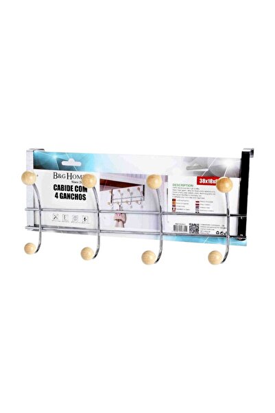 NO BRAND Μεταλλική κρεμάστρα πόρτας 4 θέσεων - 57611