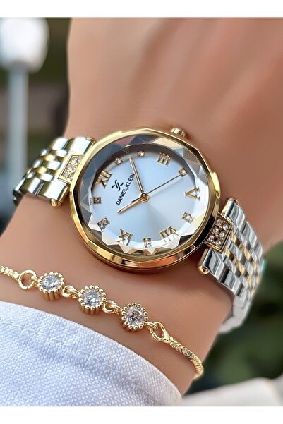 Daniel Klein New Model Cut Glass Gold Silver Color 3 Atm Waterproof Women's W...