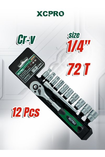 XCPRO طقم مفاتيح ربط، طقم مفاتيح ربط CRV مقاس 1/4 بوصة - 12 قطعة 5-14 مم 72T ...