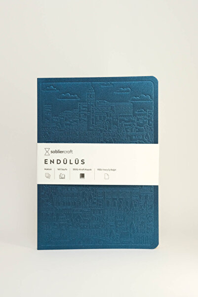 Sablier Craft Andalusian Notebook - Metallic Blue Dotted A5 90g Ivory Paper C...