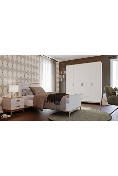 QUATTRO HOME Nero Genç Odası Takımı (4 Kapılı Dolap+Karyola 100x200+Komodin+Çalışma Masası ve Üst Ünite+Kitaplık+Şifonyer+ayna )