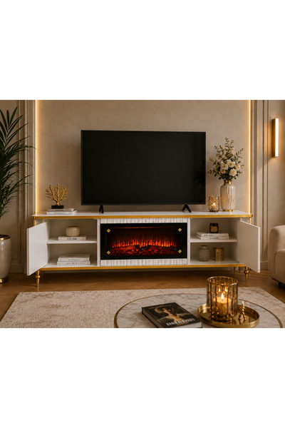 Genel Markalar Goldique Luxury Şömineli TV Ünitesi