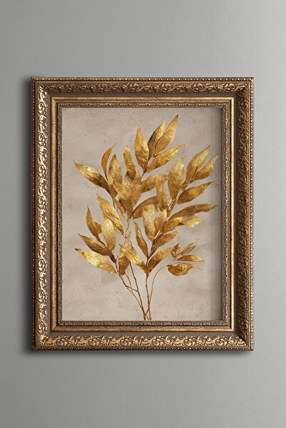 epiqart Golden Leafed Branches - Vintage Patterned Painting - Thick Model