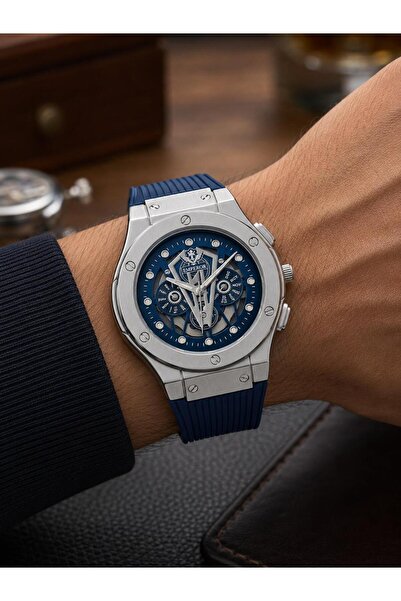 Emperor Marka Skeleton Kadran Analog Silikon Kordon Spor Erkek Kol Saatleri
