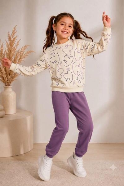 Pina Kids Girl's Heart Patterned School Daily Tracksuit Set Esf7035