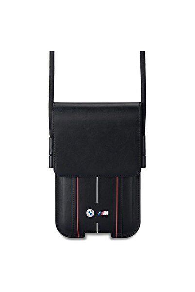 BMW Geantă universală pentru telefon cu dungi roșii, Negru - Portofel din piele