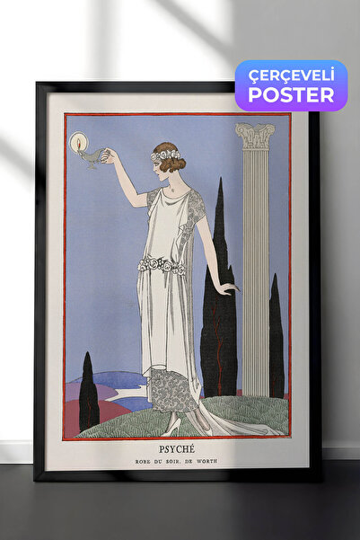 Zestia Ζωγραφική τοίχου σε μαύρο πλαίσιο σε στυλ Art Deco, Γυναίκα με λευκό φ...