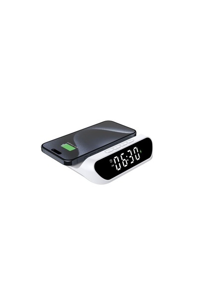 ELITECOMMERCEMARKET Ceas Desteptator cu Incarcare Wireless Qi 15W – 3 in 1