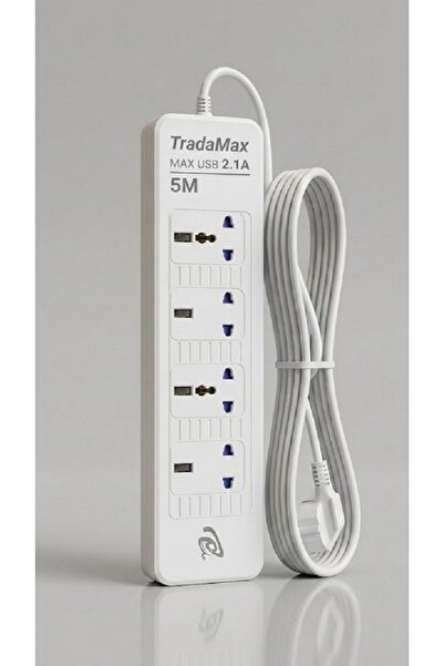 Primo Plus TradaMax 5-Meter Surge Protected Power Strip – 4-Way Multi-Plug Ex...