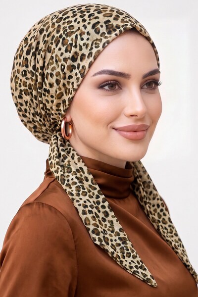 hadiora Leopard Patterned Practical Ready-To-Wear Scarf Hat