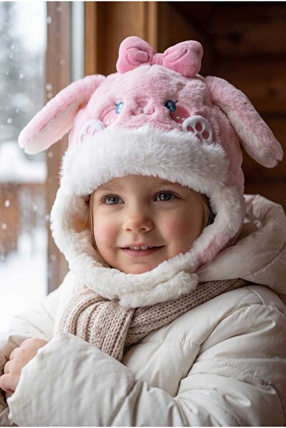 Aware Time 1-3 Year Old Girl's Plush Fleece Lined Winter Beanie with Figure a...