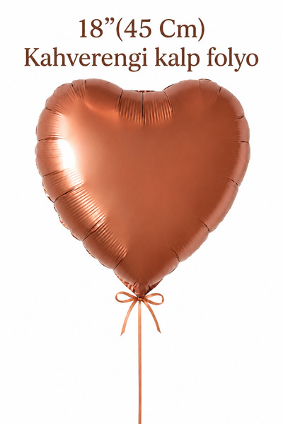 BalonArt Kahverengi Kalp Folyo Balon 18 İnç 45 Cm Doğum Günü Romantik Parti S...
