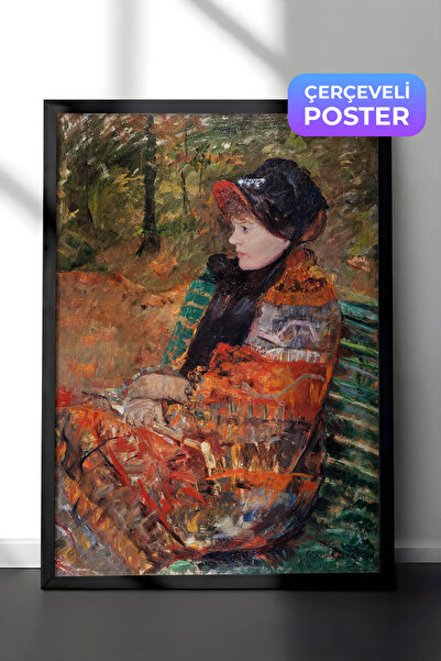 Zestia Impressionist Wall Painting with Black Frame,Portrait of Woman Sitting...