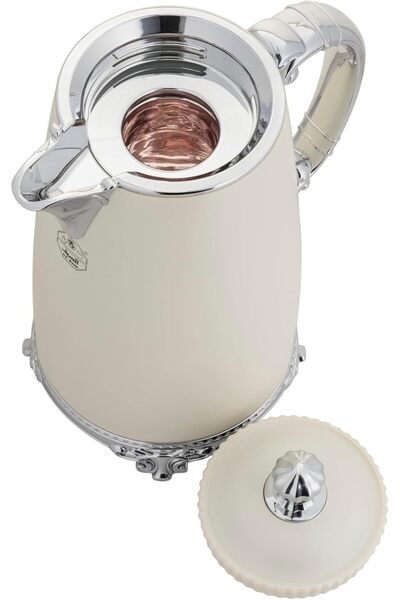 ALSAIF Jadeel Coffee and Tea Thermos to Keep Drinks Hot and Leak-Proof from Al Saif, 700 ml and 1 liter, Beige (Ivory) and Chrome, Two Pieces