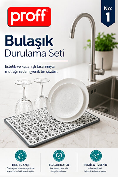 Proff Plastik Bulaşıklık Kurutmalık Ve Sebze Süzgeci Hijyenik Durulama Seti 2...